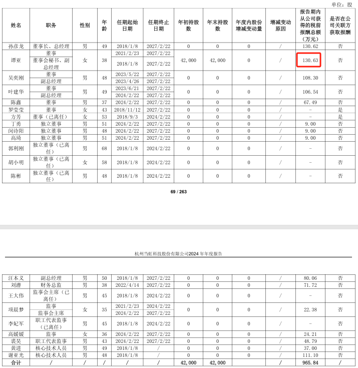 当虹科技2024年亏损1.02亿：董秘谭亚薪酬131万涨薪10万