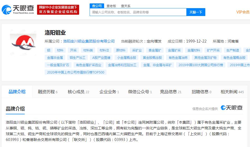 洛阳钼业拟收购加拿大黄金公司,标的连续多年亏损