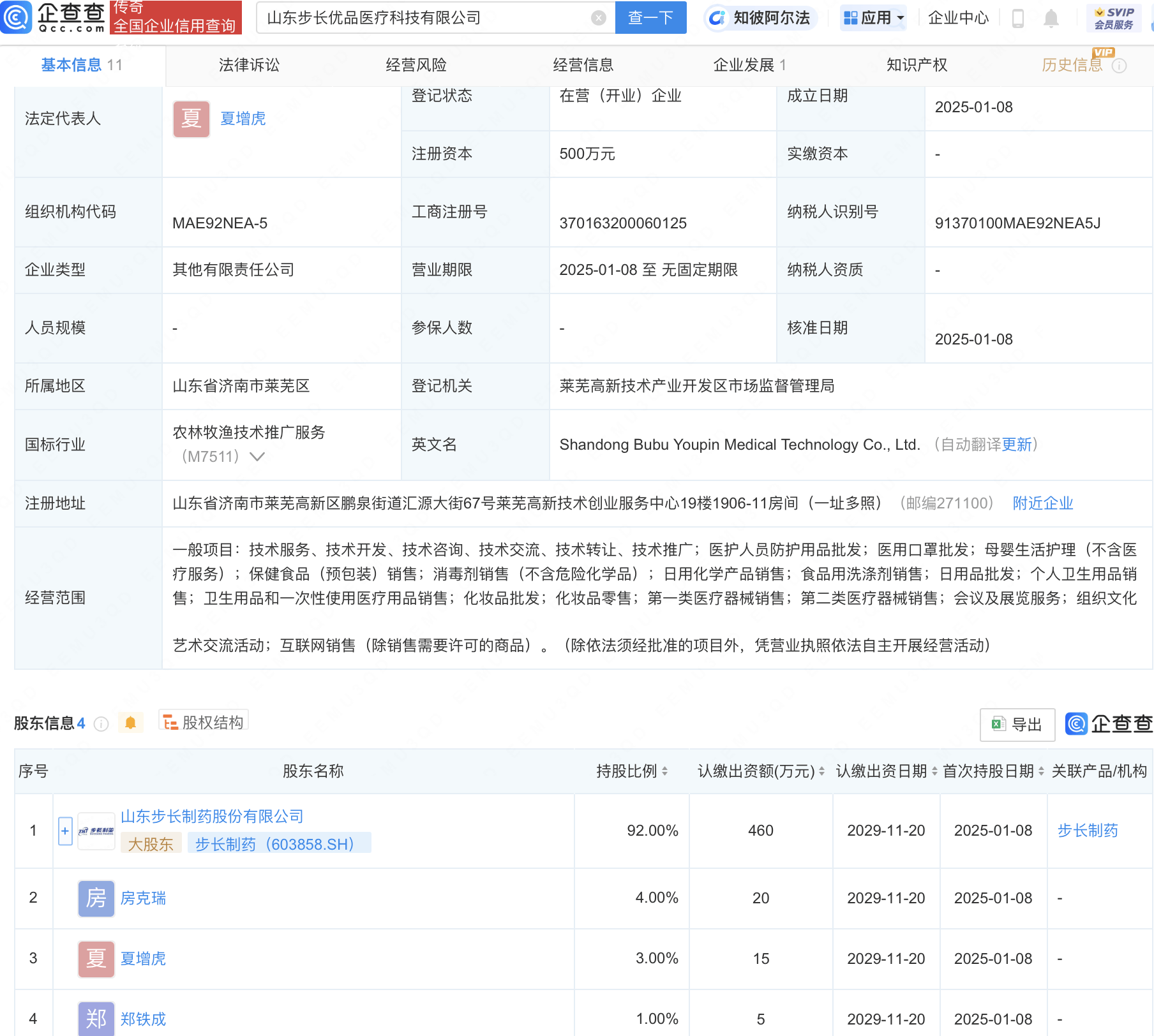步长制药：控股子公司山东步长传方拟对外投资400万元设立子公司