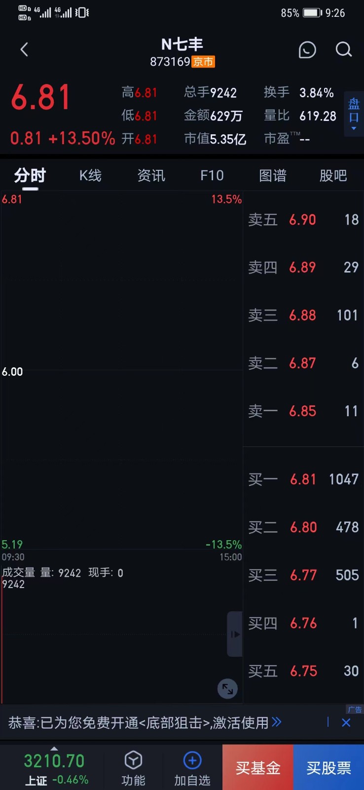 七丰精工龙虎榜数据（6月20日）