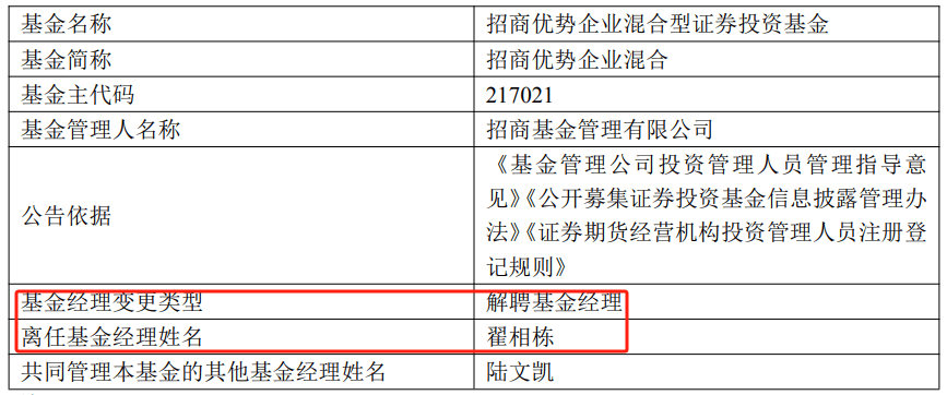 招商基金明星基金经理翟相栋官宣离任，去向或为私募机构