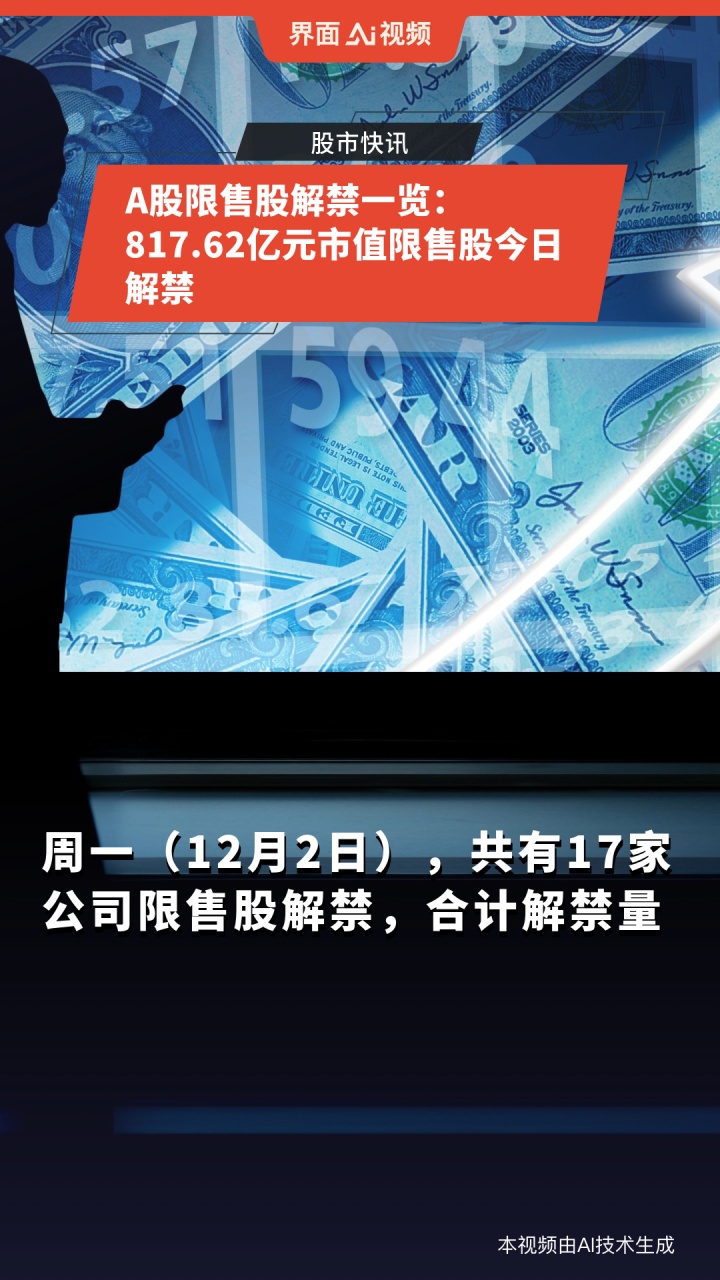 【下周解禁】两公司限售股解禁市值超过100亿元