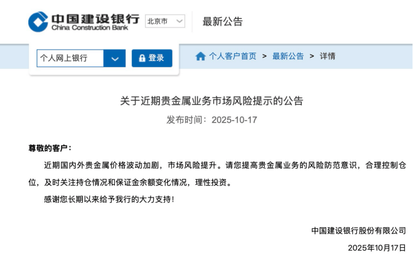多家银行发布贵金属业务市场风险提示