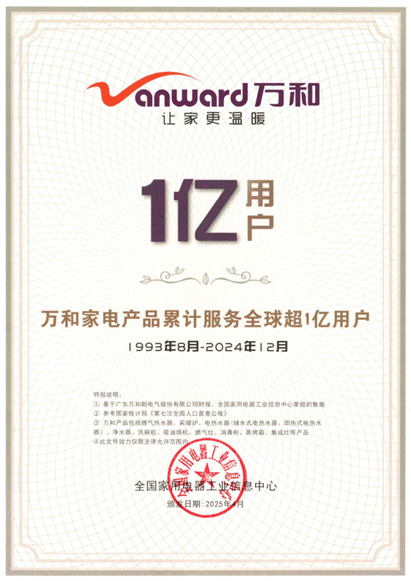万和电气获得外观设计专利授权：“燃气热水器（水墨-2）”